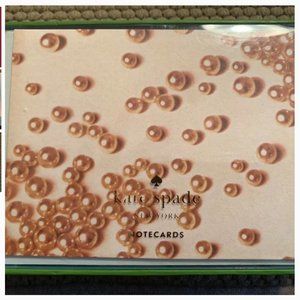 kate spade pink pearls note card stationary set of 10 nwt